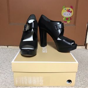Michael Kors Black Peep Toe Mary Jane Heels